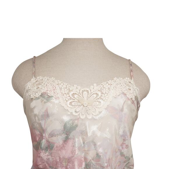 Vintage Lucie Ann II Floral Satin Romper Teddy Lingerie Lace Trim Medium USA - Picture 3 of 7